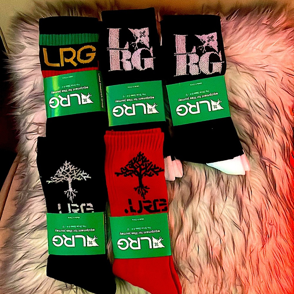 5 Brand New Lifted Research Group Socks. Size L